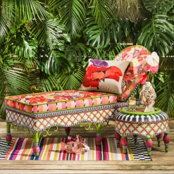Breezy Poppy Outdoor Ottoman