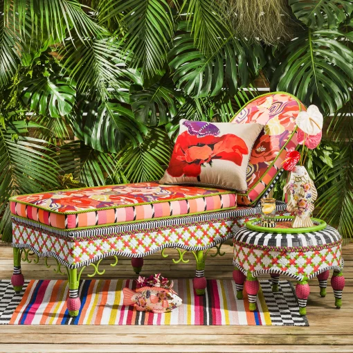 Breezy Poppy Outdoor Ottoman