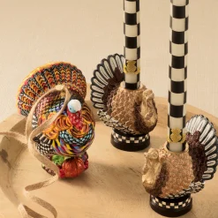 Check Dinner Candles - Black & Ivory - Set Of 2