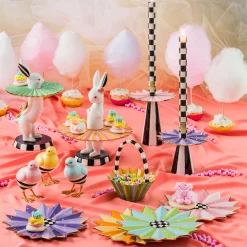 Check Dinner Candles - Black & Ivory - Set Of 2