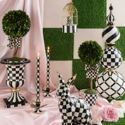 Check Dinner Candles - Black & Ivory - Set Of 2