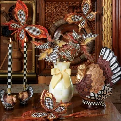 Check Dinner Candles - Black & Ivory - Set Of 2