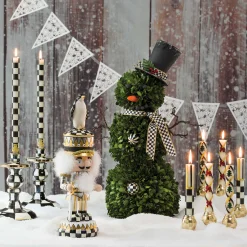 Check Dinner Candles - Black & Ivory - Set Of 2