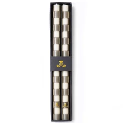 Check Dinner Candles - Grey - Set Of 2