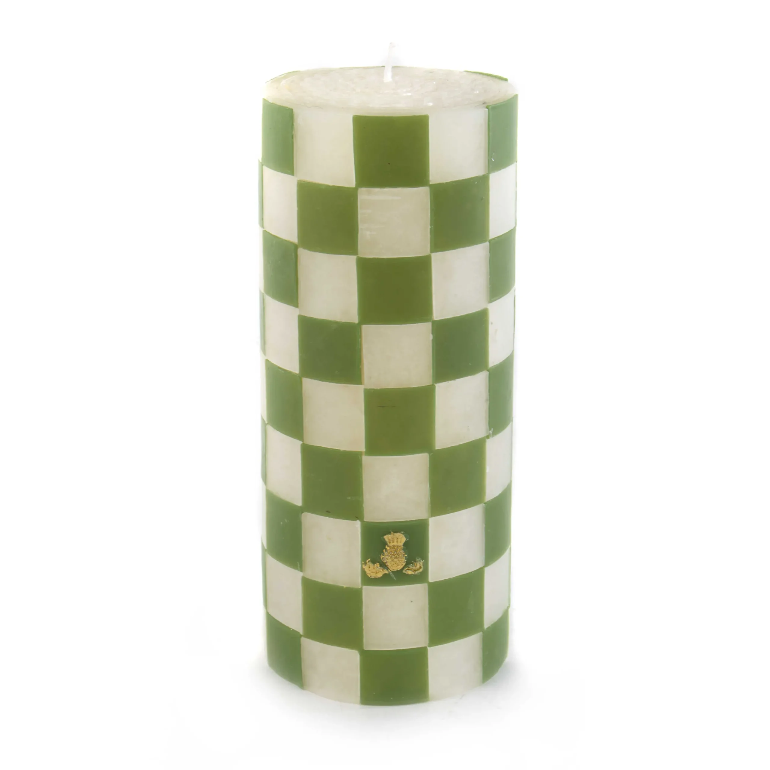 Check Pillar Candle - 6" - Green