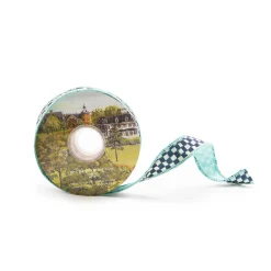 Courtly Check 1" Ribbon - Aqua