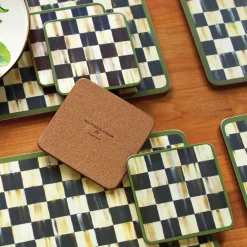Courtly Check Cork Back Coasters - Set Of 4