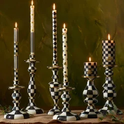 Courtly Check Enamel Candlestick - Medium