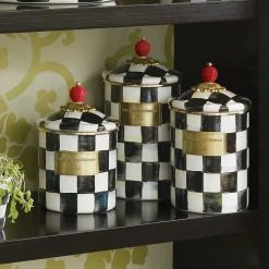Courtly Check Enamel Canister - Small