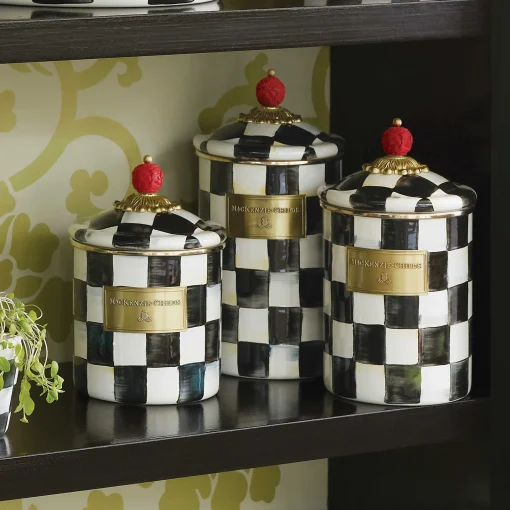 Courtly Check Enamel Canister - Small