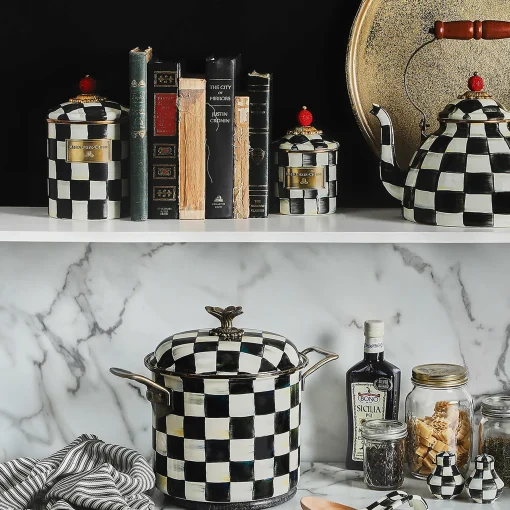 Courtly Check Enamel Canister - Medium