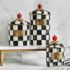 Courtly Check Enamel Canister - Small