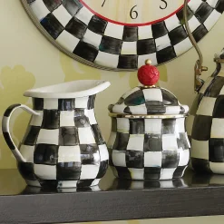 Courtly Check Enamel Lidded Sugar Bowl