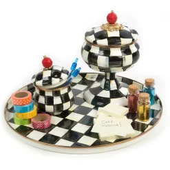 Courtly Check Enamel Lidded Sugar Bowl