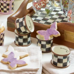 Courtly Check Enamel Napkin Rings - Set Of 4