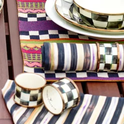 Courtly Check Enamel Napkin Rings - Set Of 4
