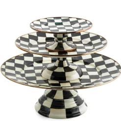 Courtly Check Enamel Pedestal Platter - Large