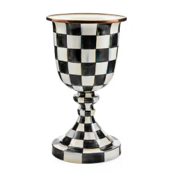 Courtly Check Enamel Pedestal Vase - Red Bow
