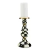 Courtly Check Enamel Pillar Candlestick - Large