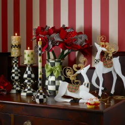 Courtly Check Enamel Pillar Candlestick - Large