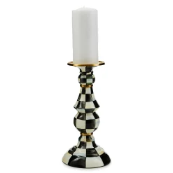 Courtly Check Enamel Pillar Candlestick - Large