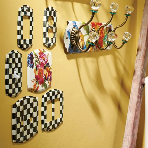 Courtly Check Enamel Switch Plate - Double Rocker