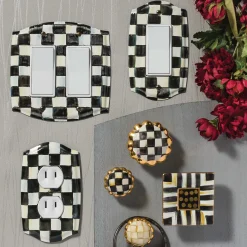 Courtly Check Enamel Switch Plate - Double Rocker