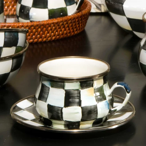 Courtly Check Enamel Teacup