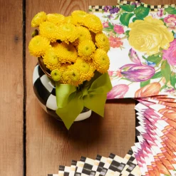 Courtly Check Enamel Vase - Green Bow