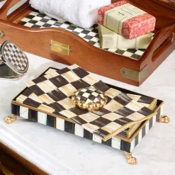 Courtly Check Guest Towel Holder Set - Gold