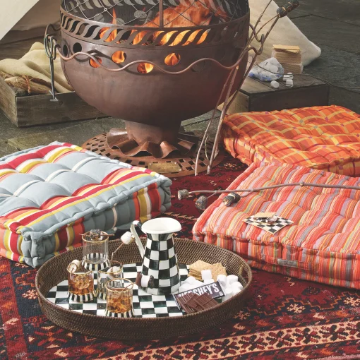 Courtly Check Rattan & Enamel Party Tray