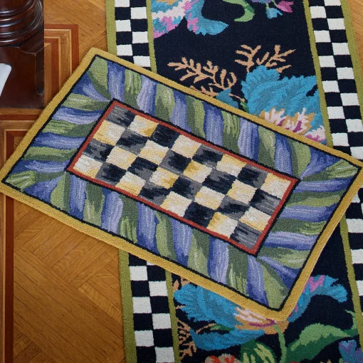 Courtly Check Rug - 2' X 3' - Purple & Green