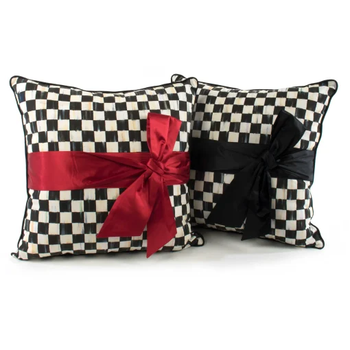 Courtly Check Sash Pillow - Red