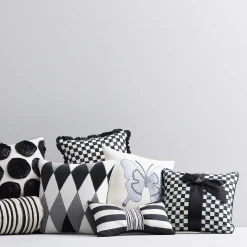 Courtly Check Sash Pillow - Black