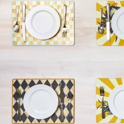 Courtly Harlequin Cork Back Placemats - Set Of 4