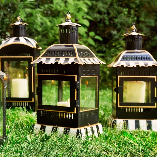Courtly Stripe Candle Lantern - Large
