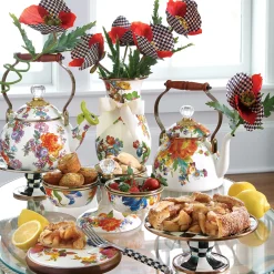 Flower Market 2 Quart Tea Kettle - White