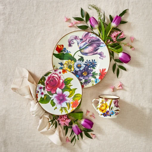 Flower Market Dinner Plate - White