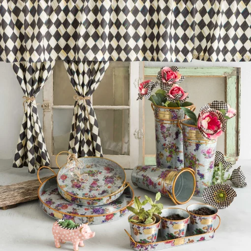 Flower Market Galvanized Serving Trays - Set Of 2