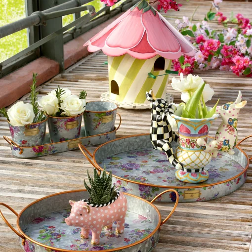 Flower Market Galvanized Serving Trays - Set Of 2