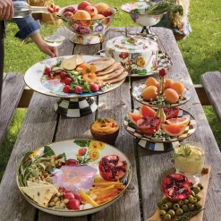 Flower Market Pedestal Platter - White