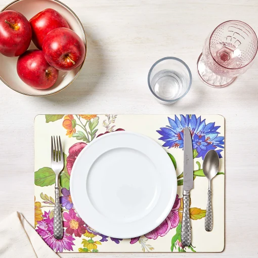 Flower Market Placemats - White - Set Of 4