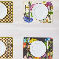 Flower Market Placemats - Black - Set Of 4