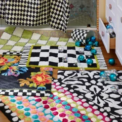 Flower Market Standard Bath Rug - Black