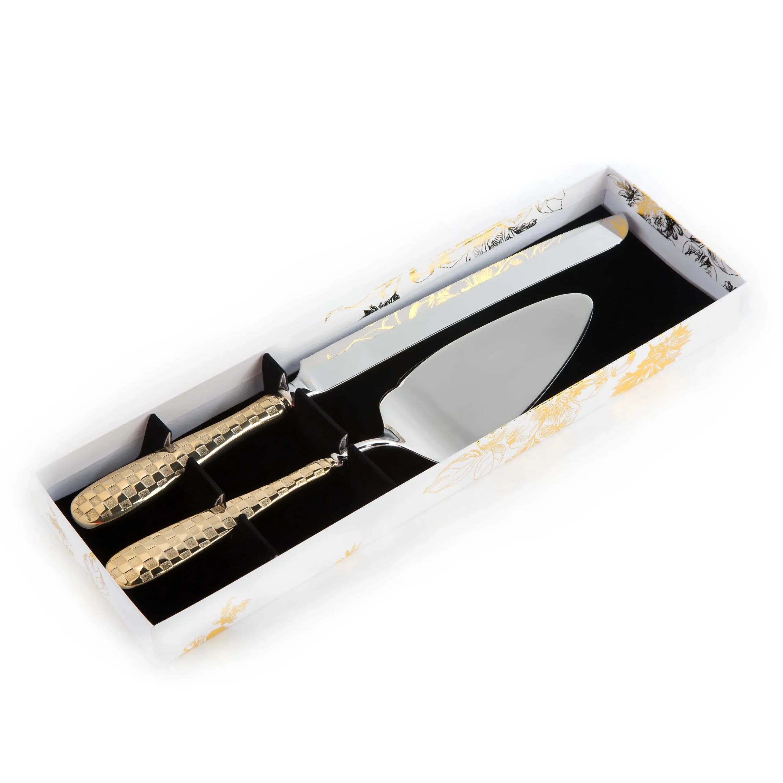 Gold Check Cake Serving Set