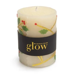 Holly Pillar Candle - 4"