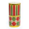 Jester Pillar Candle - Red, Green, & Gold - 6"