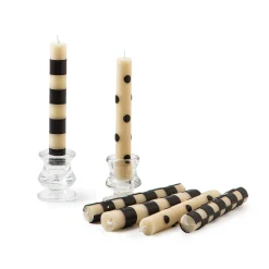 Mini Dinner Candles - Black & Ivory - Set Of 6