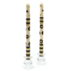 Mod Flower Dinner Candles - Black & Gold Rick Rack - Set Of 2