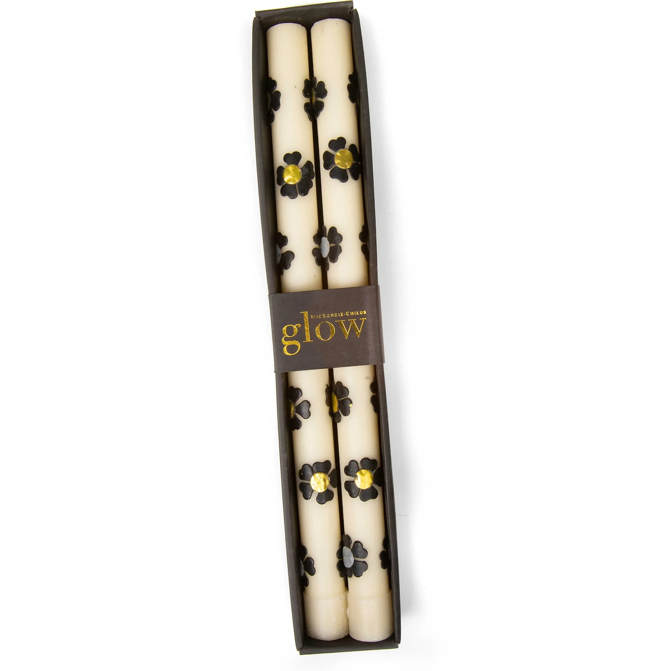 Mod Flower Dinner Candles – Silver & Gold – Set Of 2